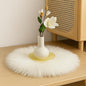 Round Fur Placemats Set of 2, Washable Faux Fur Fluffy Table Place Mats Decor for Home Table Dresser Party Decoration Table Runner (17.7 inch, White)