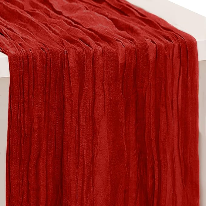 1 Pack Burgundy Cheesecloth Table Runner 35x120 Inch 10Ft Rustic Gauze Cheese by SuBleer