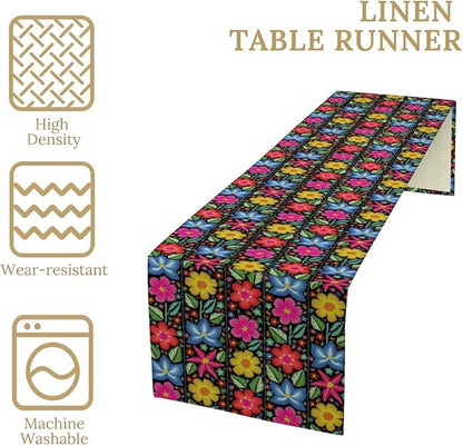 YCness Ethnic Mexican Table Runer, Mexican Flower Traditional Pattern Ornate - Image 6