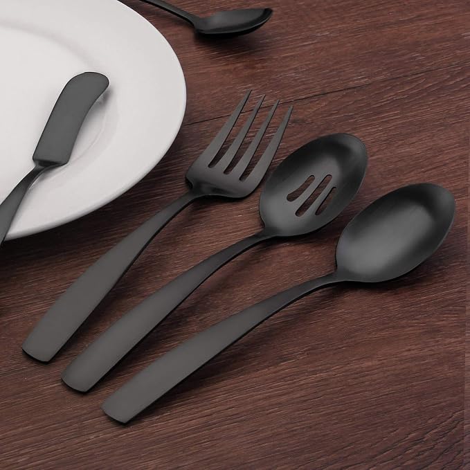 O.C.E. 5-Piece Matte Black Serving Flatware Silverware Set, Utensil Set of - Image 5