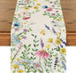 Artoid Mode Daisy Eucalyptus Lavender Floral Leaves Summer Table Runner by ArtoidMode