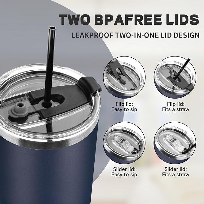 30 oz Tumbler with Lids and Straws, Stainless Steel Insulated Coffee Tumbler - Image 5