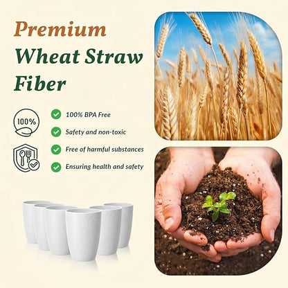 Homienly Kitchen Cups 12 OZ Wheat Straw Drinking Glasses–Unbreakable, - Image 4