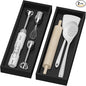 Bamboo Drawer Organizer, Extra Large Silverware Organizer for Kitchen Drawer, Stackable Utensil Organizer, 2 Pcs Toilet Tank Topper Tray, Wooden Toilet Paper Basket (Black, 17 X 6 X 2 Inch)