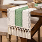 DeZerlor Ivory&Sage Green Boho Macrame Farmhouse Woven Table Runner 90Inch | by DeZerlor