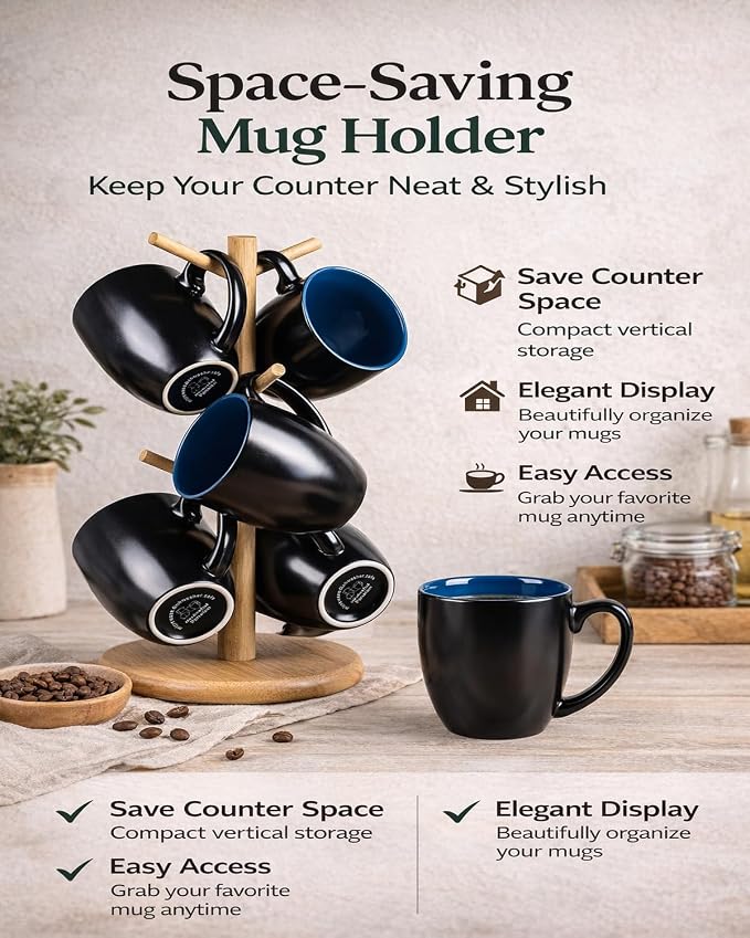 GBhome 16 oz Coffee Mugs Set of 6, Ceramic Coffee Cups- Blue - Image 7