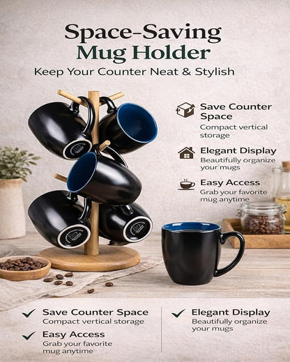 GBhome 16 oz Coffee Mugs Set of 6, Ceramic Coffee Cups- Blue - Image 7