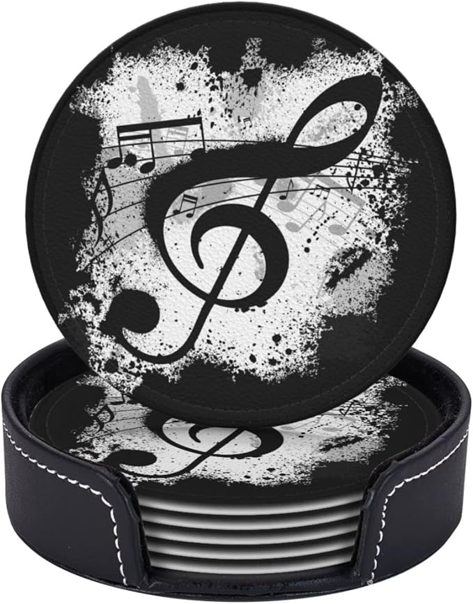 6 Pcs Music Note Leather Coasters - Image 2