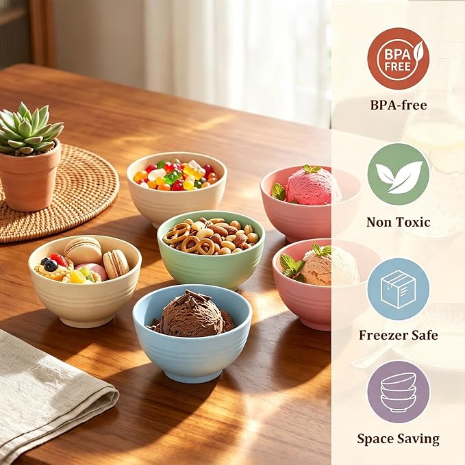 PYRMONT Small Bowls 10 Oz Wheat Straw Bowls Set of 8 Unbreakable Bowls - Image 6