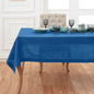 Solino Home Linen Square Tablecloth 52 x 52 Inch - 100% Pure Linen Indigo Blue Table Throw - Classic Hemstitch, Machine Washable Table Cloth for Spring, Easter