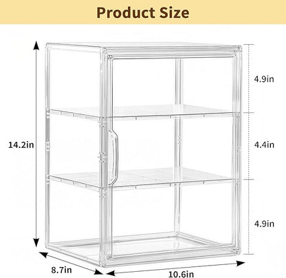 Attelite Pastry Display Case, Large Bread Box for Kitchen Countertop, 2 Pack 3 Layers Adjustable Clear Bread Storage with Magnetic Door, Bread Container for Bread, Bagel, Donut