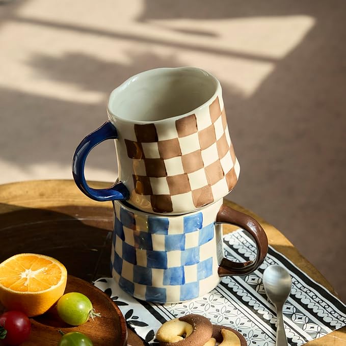Retro Checkered Ceramic Coffee Mug 16Oz - Image 7