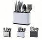 Utensil Holder,Stainless Steel Caddy Counter,Spoon holder,4 Compartments Silverware Caddy,Capacity Flatware Spoon Fork Tool Cutlery Holder（White）