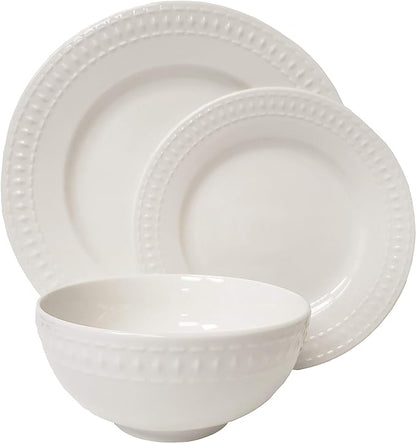 Tabletops Gallery Embossed White Porcelain Round Dinnerware by TabletopsGallery