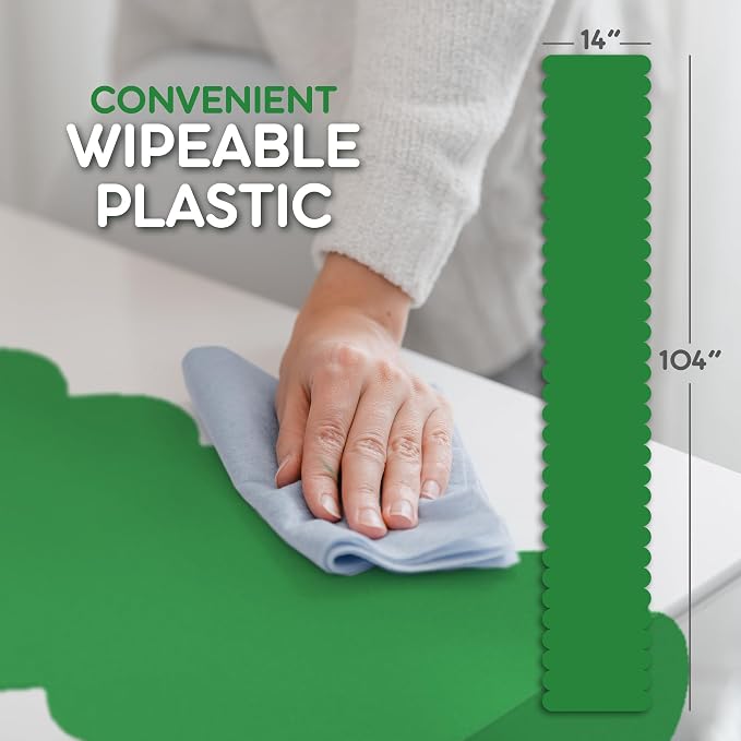 Green Scallop Table Runner, Disposable Plastic, 5 Pack - Image 6