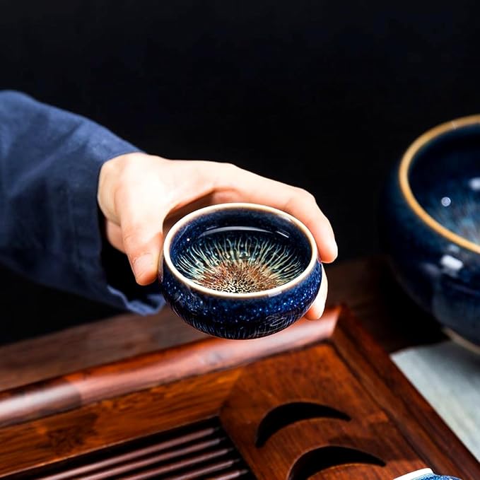 Tenmoku Ceramic Tea Cup, 3 oz Chinese Small Teacup - Image 2