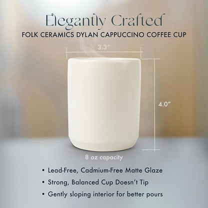 Folk Ceramics Dylan Cappuccino Cups, Fog Grey, 8oz | Double Walled Ceramic - Image 5