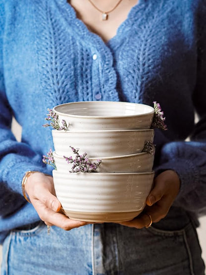 LE TAUCI Cereal Bowls Set of 4, Ceramic Soup Bowl 28 oz, Stoneware Kitchen Bowl - Image 3