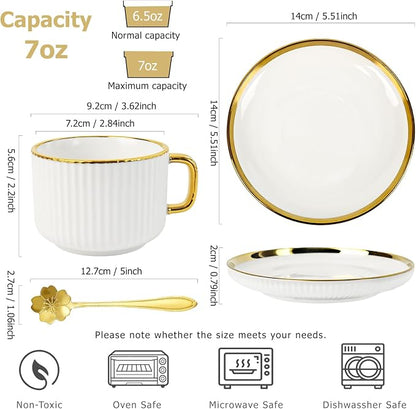 Cappuccino Cups Set of 4, 7oz Espresso Cups Set - Image 3