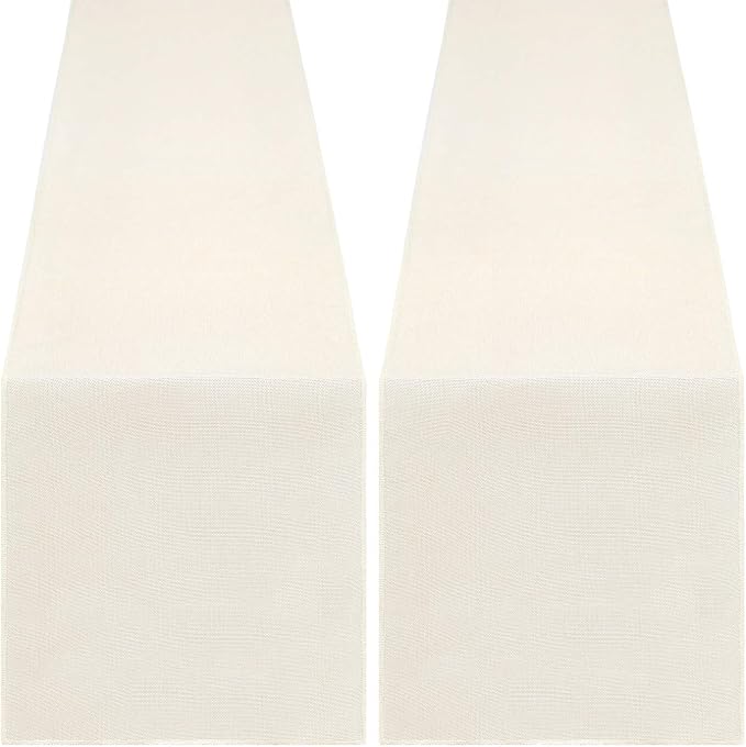 White Table Runners 2 Packs 13x108 Inch Burlap Linen Boho Table Runner | Rustic by B-COOL
