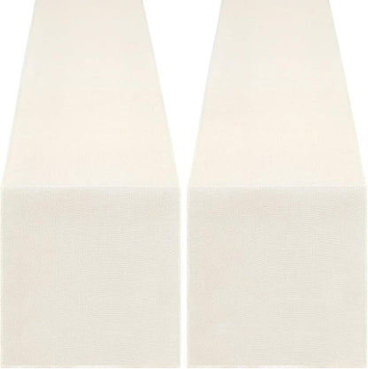 White Table Runners 2 Packs 13x108 Inch Burlap Linen Boho Table Runner | Rustic by B-COOL