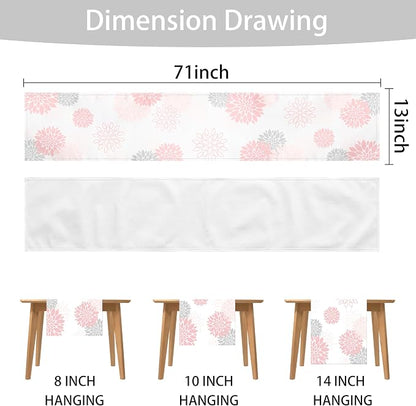 Dahlia Flower Table Runner 13x36 Inch Farmhouse Pink Gray Runners Modern Table - Image 6