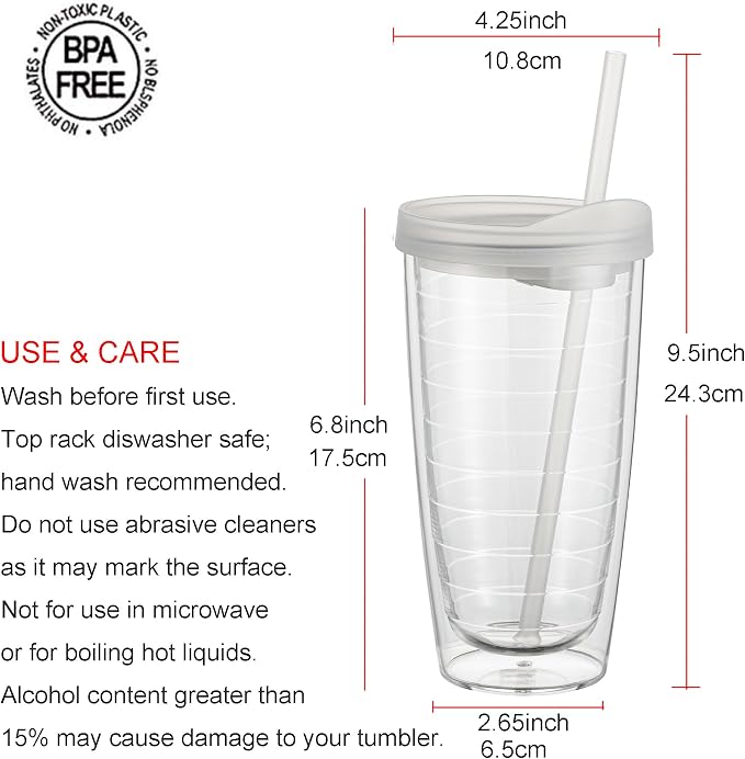 KX-WARE 20 Ounce Double Walled Colorful Tabletop Insulated Plastic Tumbler Cup - Image 2