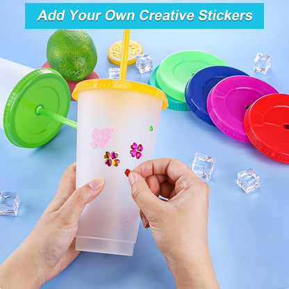 24 Pack Plastic Tumblers with Lids and Straw, Reusable Cups with Lids and - Image 5