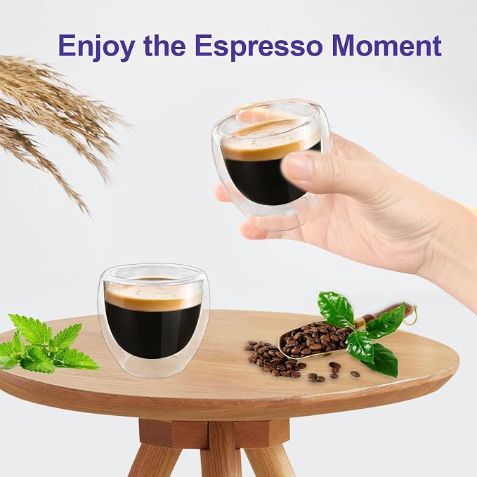 Double Wall Expresso Cups, 3 Ounce Glass Espresso Mugs - Image 2