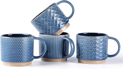 GBhome 6 OZ Stackable Coffee Mugs Set of 4, Ceramic Coffee Cups Set | 4 by GBhome