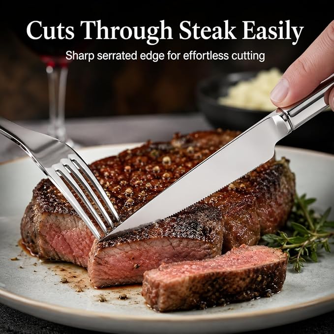SANTUO 16-Piece Stainless Steel Dinner Knife and Fork Set - Image 4