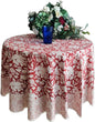 ATOSII Meraki Red 100% Cotton Round Tablecloth, Handblock Print Floral Table Cloth for Kitchen Dining Linen I Parties, Weddings, Outdoors I 90" Inches Round
