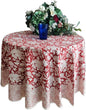ATOSII Meraki Red 100% Cotton Round Tablecloth, Handblock Print Floral Table Cloth for Kitchen Dining Linen I Parties, Weddings, Outdoors I 60" Inches Round I 4 Seater