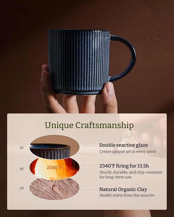 famiware 3oz Espresso Cups and Saucers, Nebulas Blue | Ceramic Small Coffee Mug - Image 4