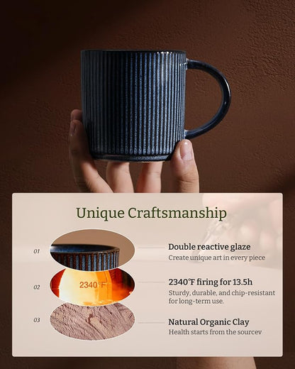 famiware 3oz Espresso Cups and Saucers, Nebulas Blue | Ceramic Small Coffee Mug - Image 4