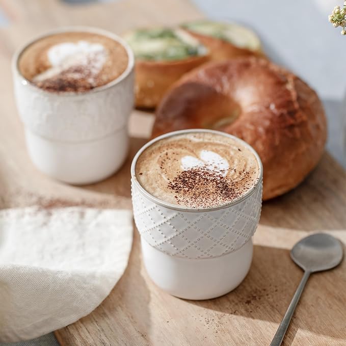 Espresso Cups Set of 2, 4oz Espresso Shot Cups, Mini Coffee Mugs Farmhouse Decor - Image 4