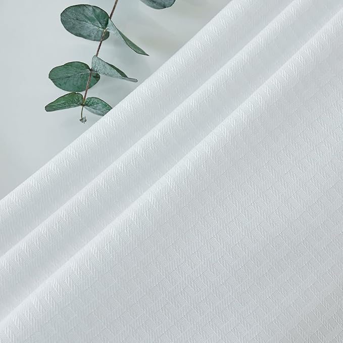 maxmill Rectangle Tablecloth Weaved Pattern Waterproof Spillproof Wrinkle Free Table Cloth, Kitchen Dining Tabletop Decoration, Fabric Table Cover for Holiday Parties, 52 x 108 Inch, White