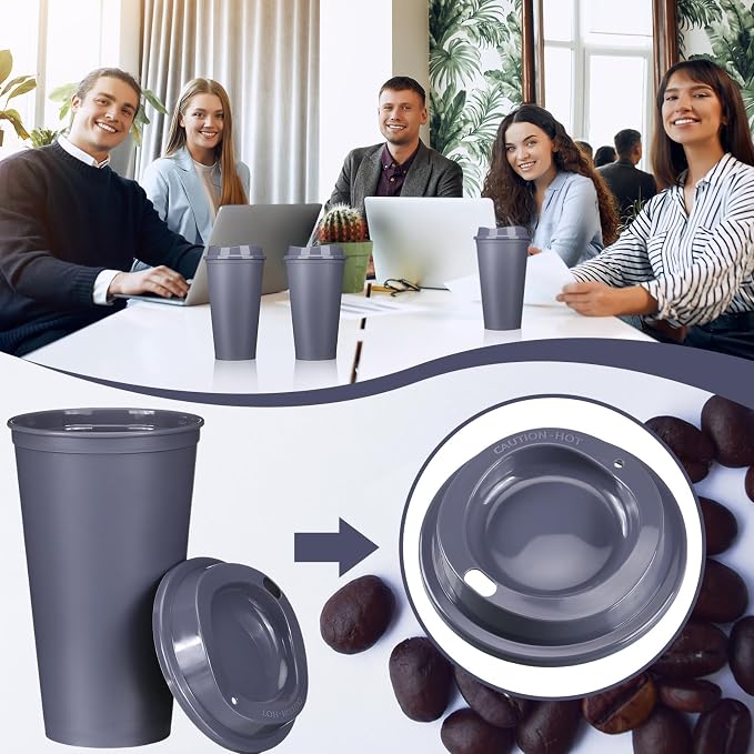 Domensi 15 Pack Reusable Plastic Coffee Cups - Image 5