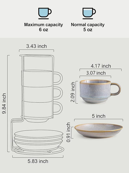 Gomakren 6oz Stackable Cappuccino Cups Set of 4 - Image 3