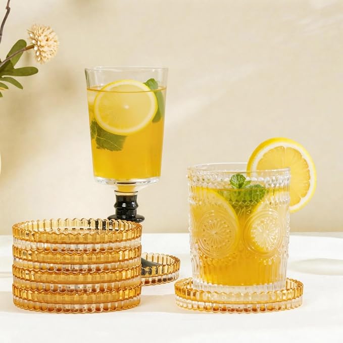 Champagne Modern Clear Coaster 6-Pack Glass Coasters - Image 2