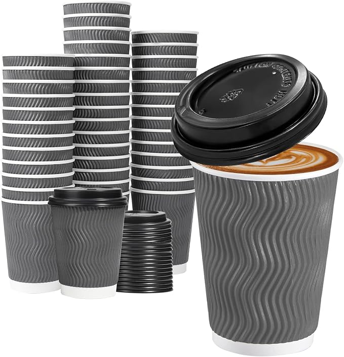 Lamosi 50 Pack 12 oz Insulated Disposable Coffee Cups by BuyNow