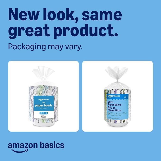 Amazon Basics Ultra Paper Bowls, 20 Oz, Disposable, Packaging May Vary - Image 2