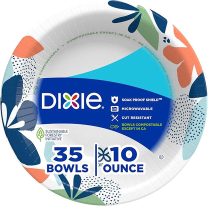 Dixie Disposable Paper Bowls 10oz, 35 CT | Microwave Safe and Cut-Resistant by Unknown