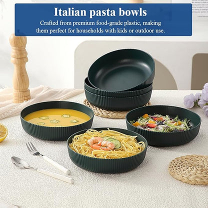 HOMQUEN Pasta Bowls Set of 6, 37oz Salad Bowls Green Soup Bowls, Large Pasta - Image 3