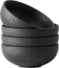 Bowl Set of 4, 20.4 oz Matte Marble Pattern Stoneware Soup Bowls | Black by KINGSTONE