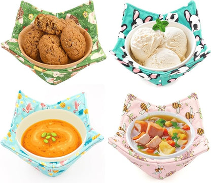 Cotton Microwavable Bowl Cozy, Microwave-Safe Hot Bowl Holders, Soup Bowl Cozy - Image 7