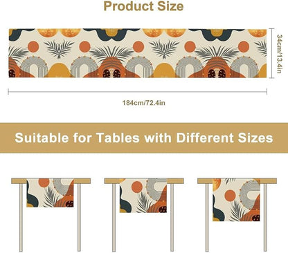 YCness Boho Leaf Table Runner, Mid Century Modern Minimalism Palm Tropical Leaf - Image 2