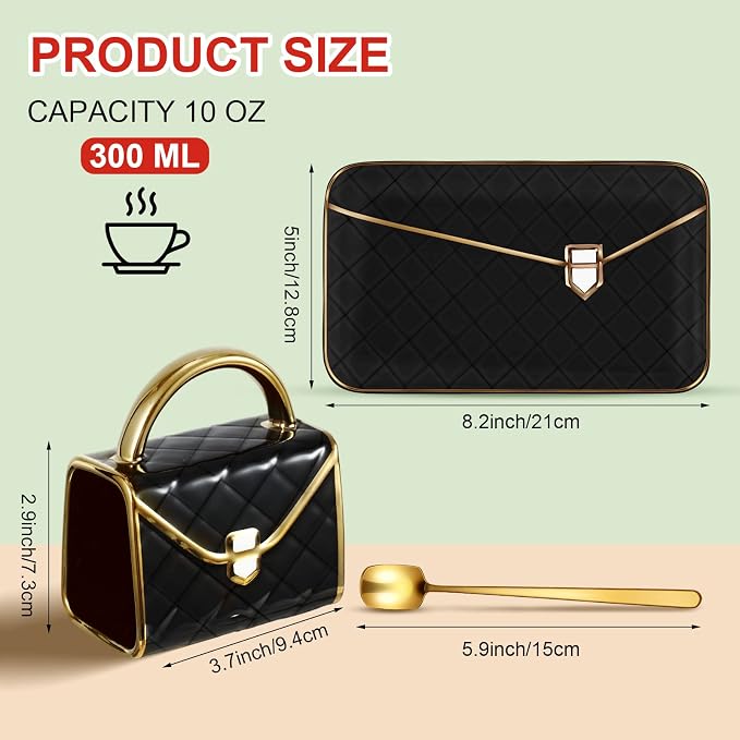 Zubebe 1 Set Coffee Mug Elegant Handbag Shaped Cup Modern Ceramic Purse Mug - Image 2