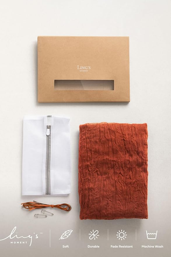 Ling's Moment Terracotta Cheesecloth Table Runner, 168 Inch, Burnt Orange | 14FT - Image 5