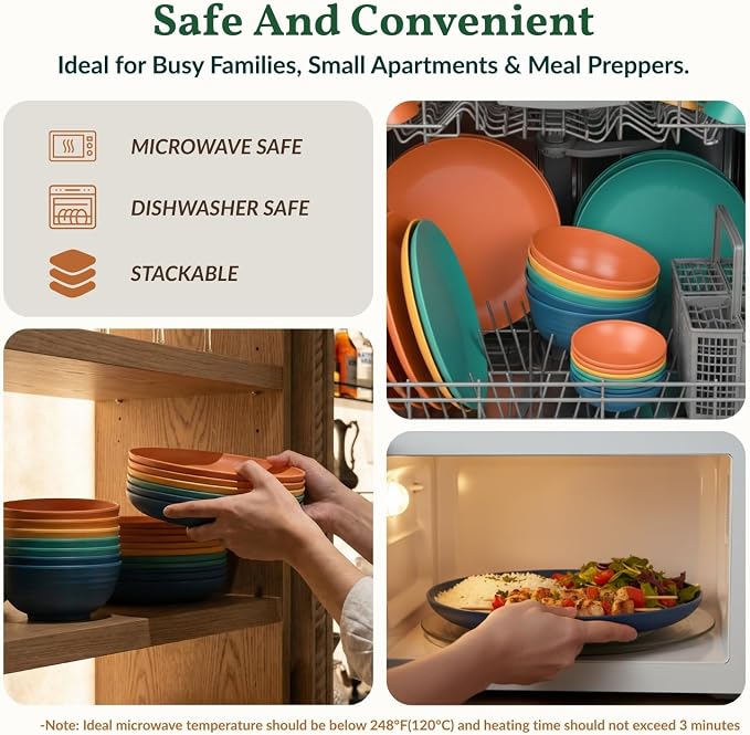 40-Piece Unbreakable Wheat Straw Dinnerwave Sets Plates and Bowls Sets - Image 5
